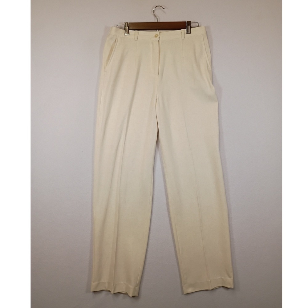 Coastal Grandmother The Tog Shop Women 8 Cream Linen Blend Straight Leg Pants